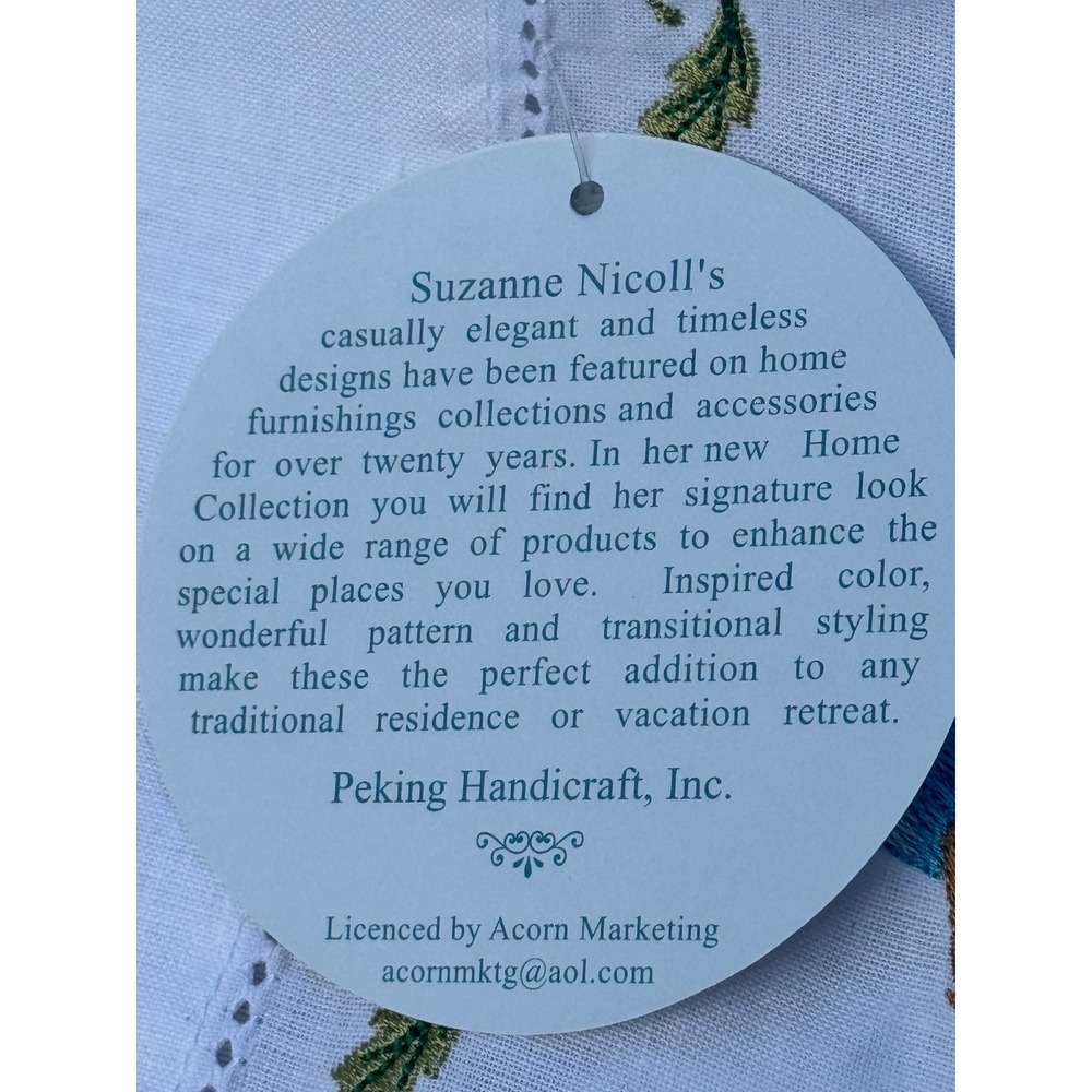 Suzanne Nicoll Hummingbird Embroidered Guest Towels Set of‎ 2 Linen Cotton White - Picture 10 of 11